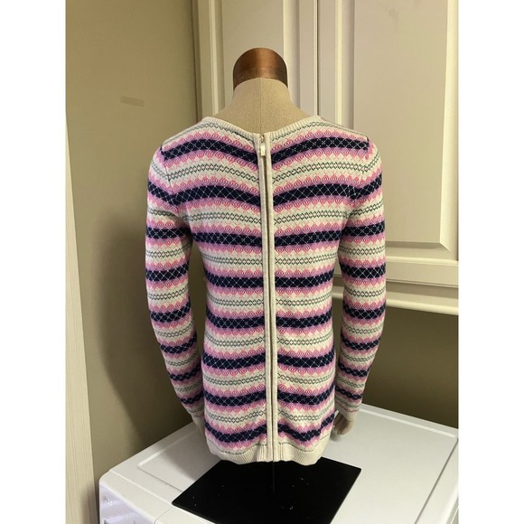 Talbots Womens Sweater Medium Zip In Back Blue Pink Lightweight Crewneck - Picture 5 of 9